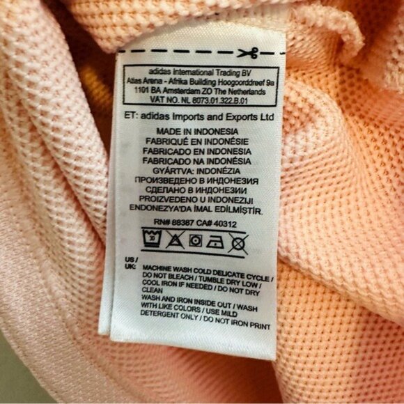 Adidas Peach Crop Tank Top White Trefoil Logo | Athleisure Y2K Gymcore Sz Small - Picture 7 of 8